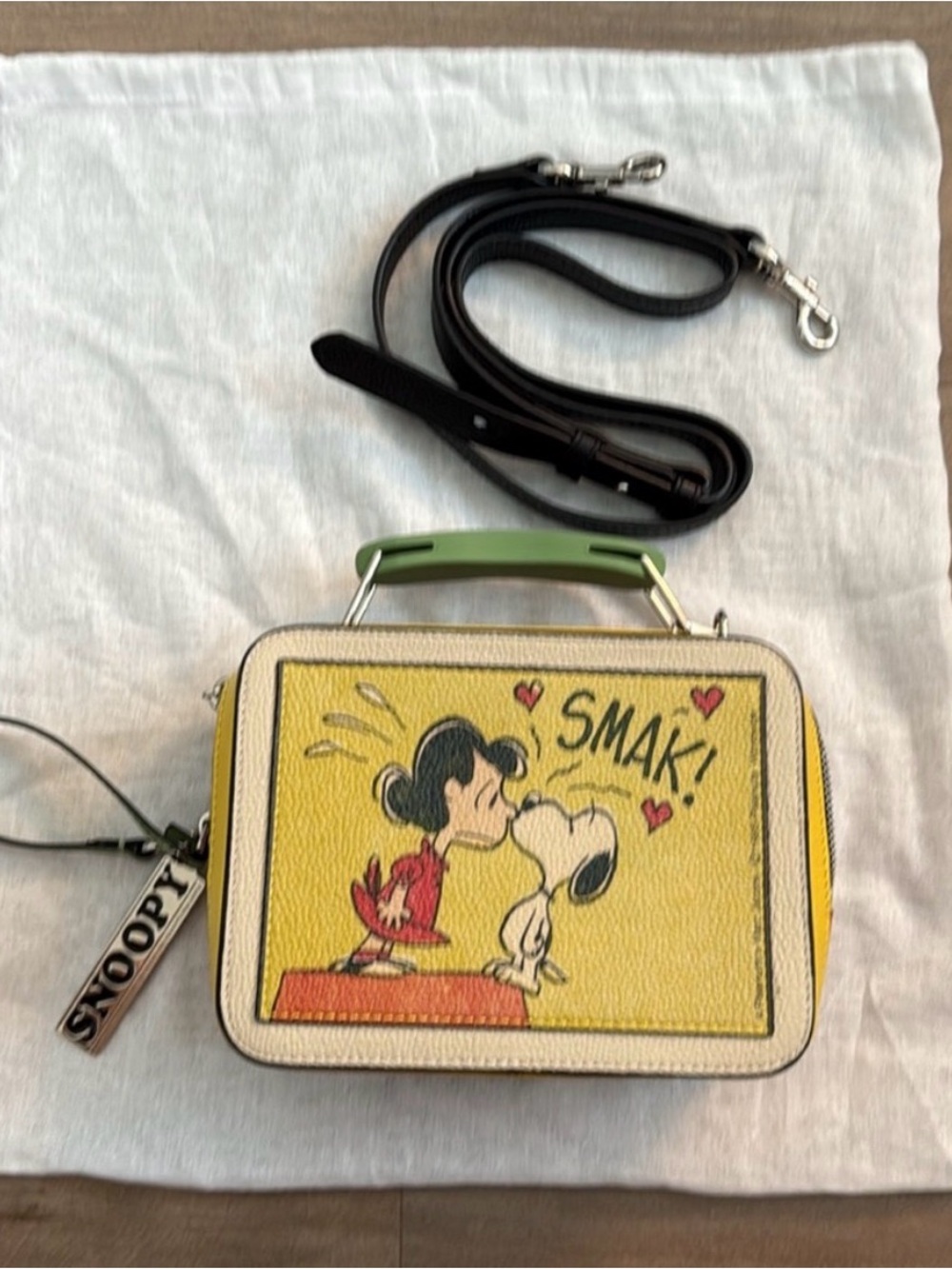 Marc Jacobs SNOOPY Peanuts yellow ‘SMAK!' Mini Crossbody Bag.